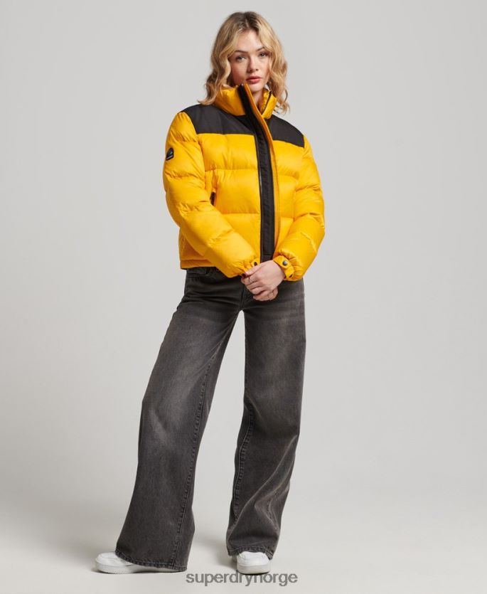 Superdry gul klær 86P46D5511 sportstyle kode pufferjakke kvinner