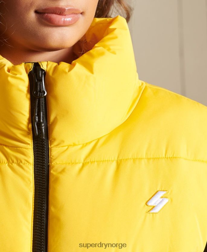 Superdry gul klær 86P46D5565 sports puffer overdimensjonert vest kvinner