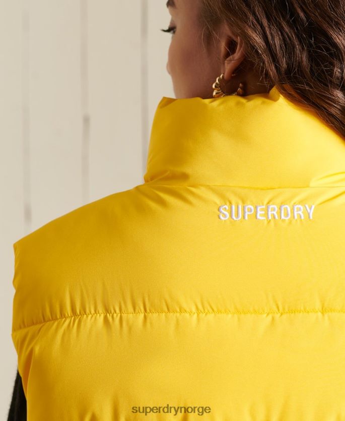 Superdry gul klær 86P46D5565 sports puffer overdimensjonert vest kvinner