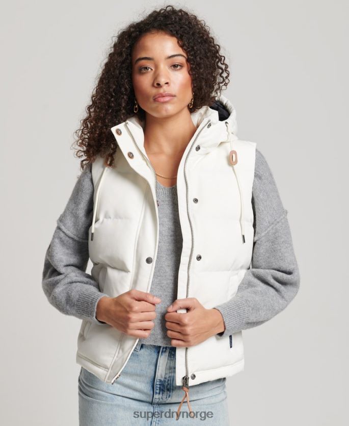 Superdry hvit klær 86P46D3536 vintage hette everest gilet kvinner