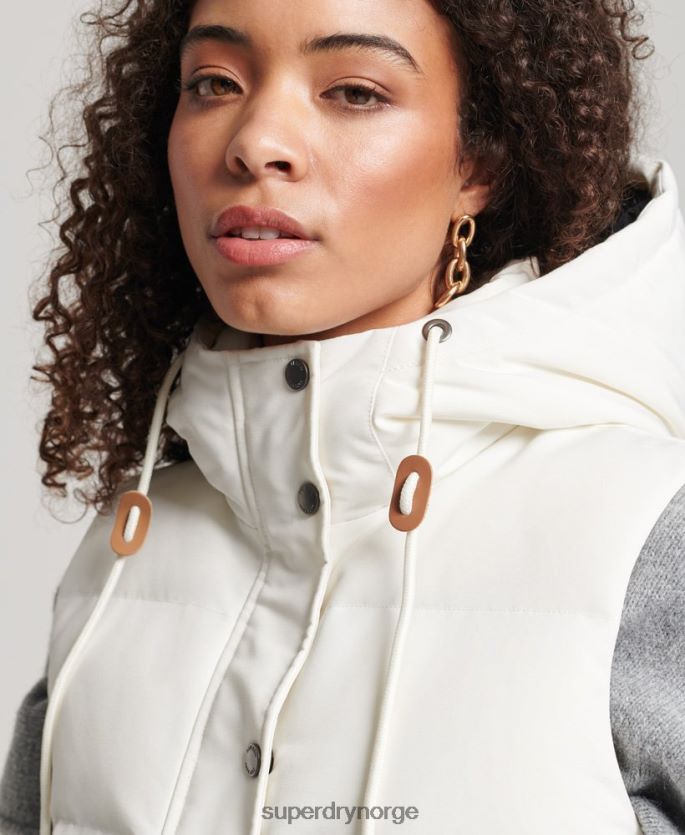 Superdry hvit klær 86P46D3536 vintage hette everest gilet kvinner