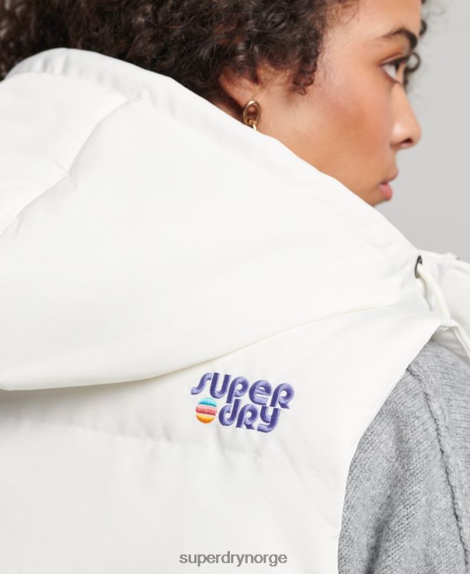 Superdry hvit klær 86P46D3536 vintage hette everest gilet kvinner