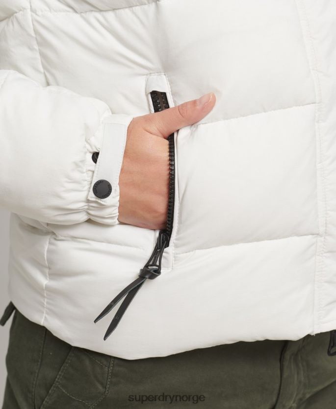 Superdry hvit klær 86P46D3670 hette mellomlag kort jakke kvinner