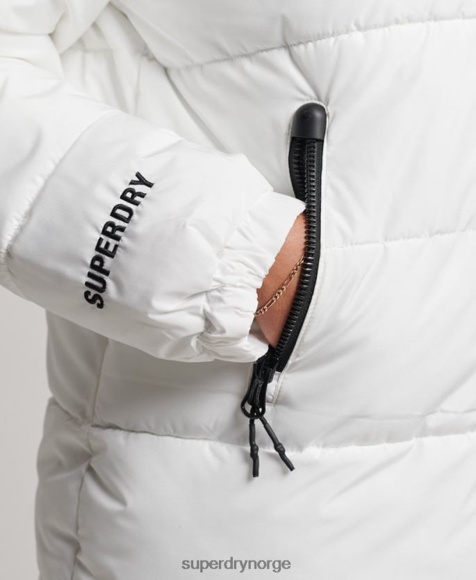 Superdry hvit klær 86P46D5414 langline sports pufferjakke kvinner