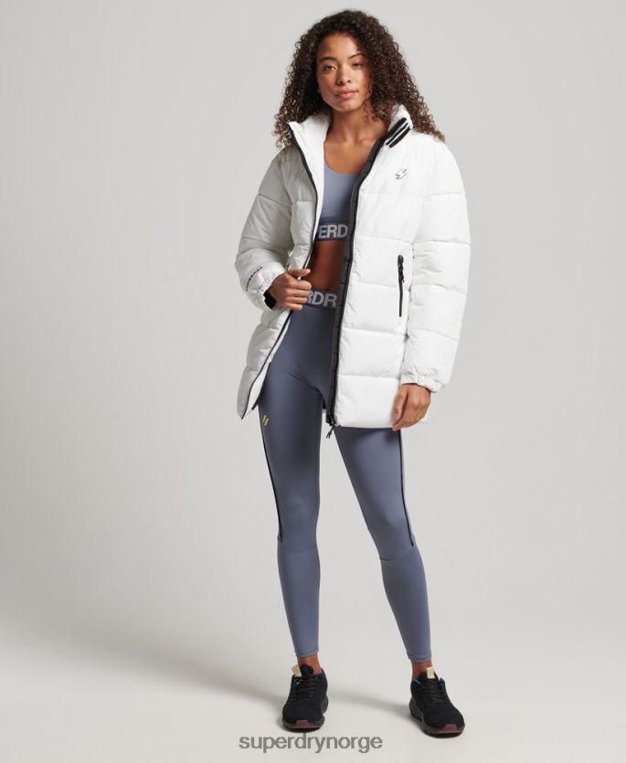 Superdry hvit klær 86P46D5414 langline sports pufferjakke kvinner