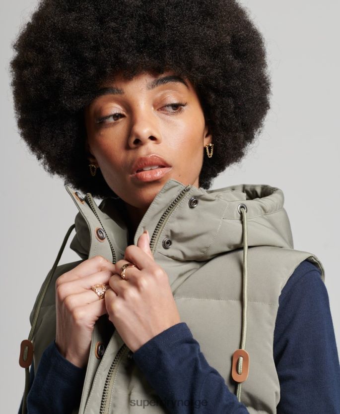 Superdry kaki klær 86P46D3547 vintage hette everest gilet kvinner