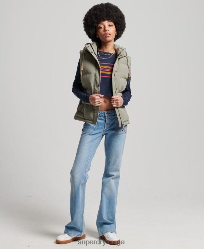 Superdry kaki klær 86P46D3547 vintage hette everest gilet kvinner