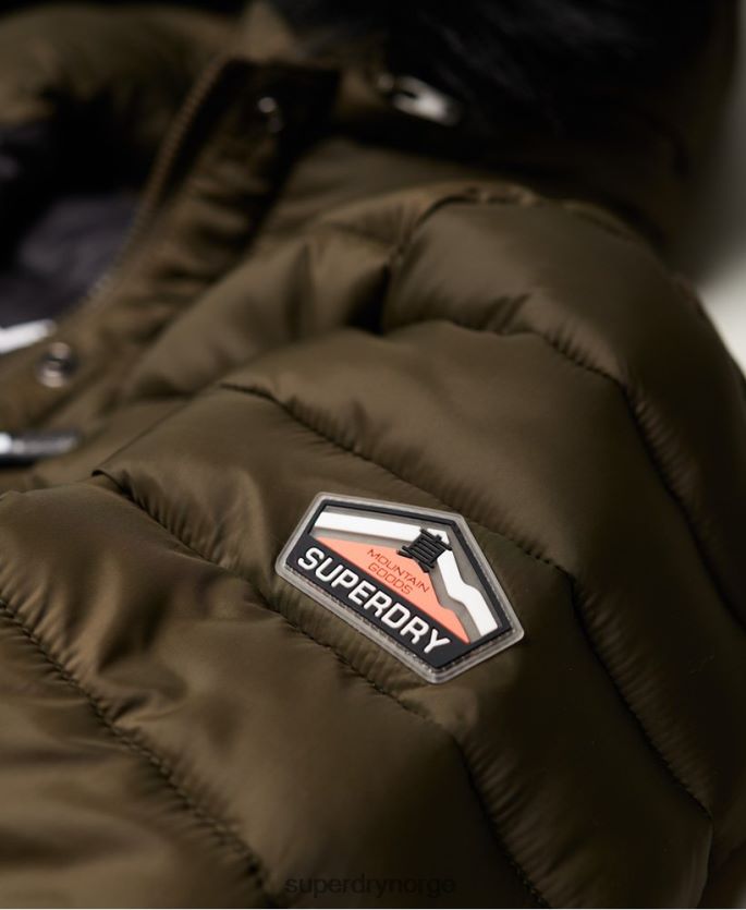 Superdry kaki klær 86P46D3845 fuji slim dobbel glidelåsjakke med hette kvinner