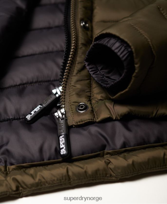Superdry kaki klær 86P46D3845 fuji slim dobbel glidelåsjakke med hette kvinner