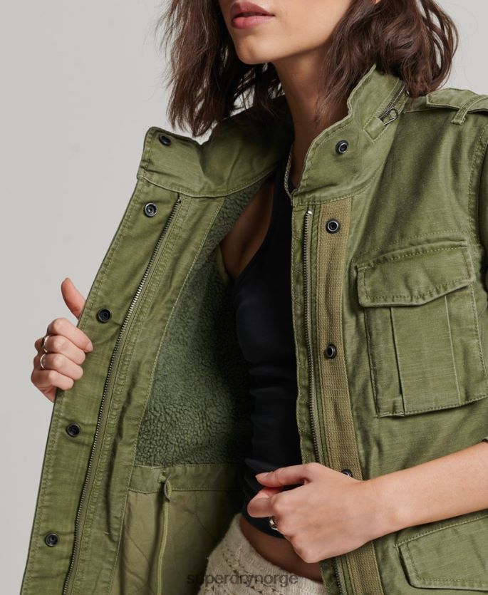 Superdry kaki klær 86P46D5416 rookie borg foret militærjakke kvinner