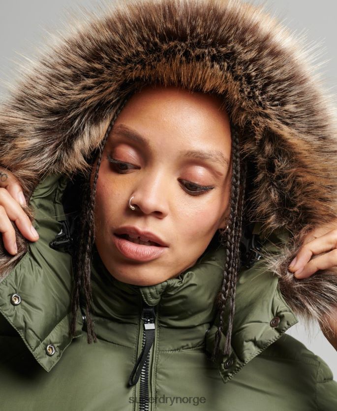 Superdry kaki klær 86P46D5558 fjellhette fuji luxe jakke kvinner