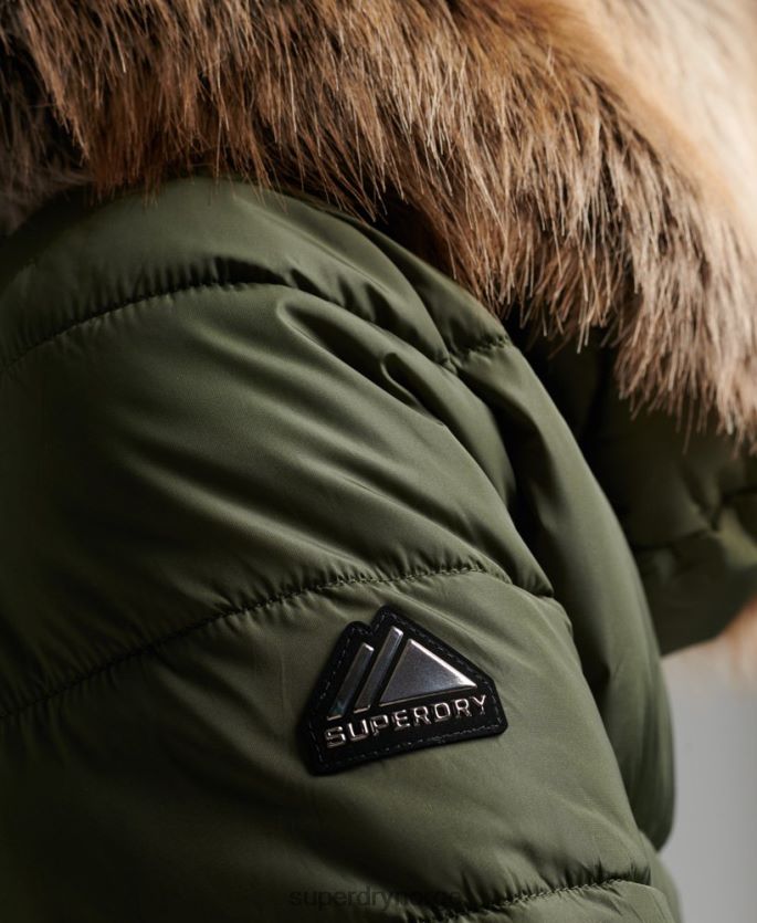 Superdry kaki klær 86P46D5558 fjellhette fuji luxe jakke kvinner