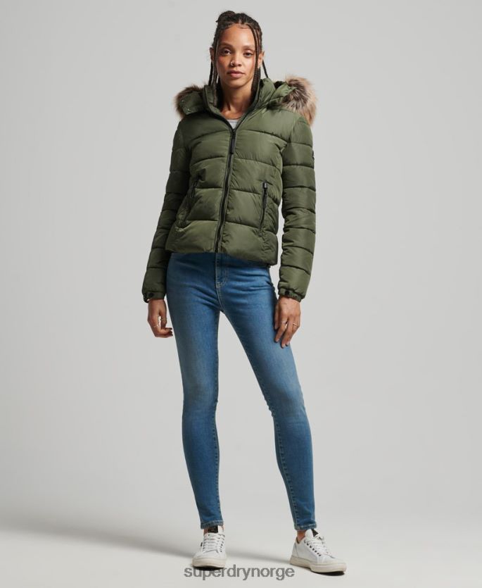 Superdry kaki klær 86P46D5558 fjellhette fuji luxe jakke kvinner