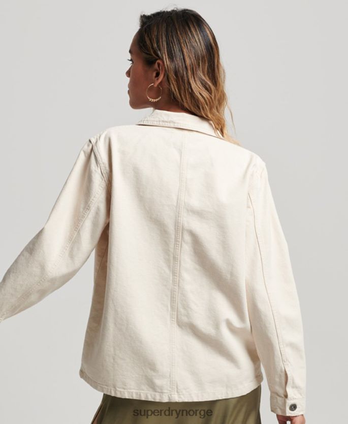 Superdry krem klær 86P46D1970 vintage chore jakke i økologisk bomull kvinner
