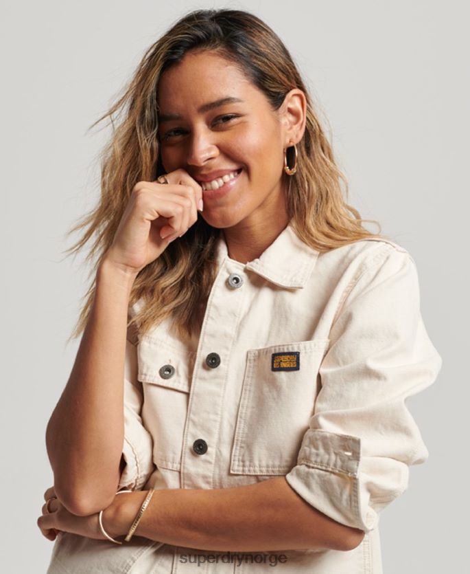 Superdry krem klær 86P46D1970 vintage chore jakke i økologisk bomull kvinner