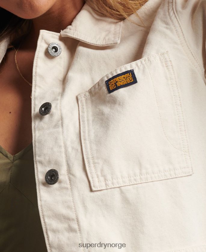 Superdry krem klær 86P46D1970 vintage chore jakke i økologisk bomull kvinner