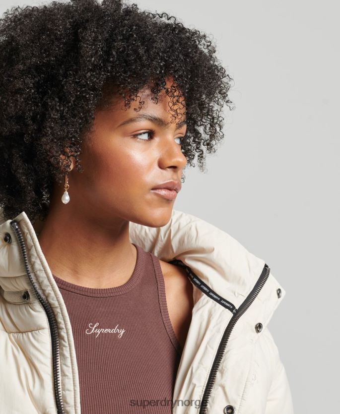 Superdry krem klær 86P46D3642 cropped cocoon puffer jakke kvinner