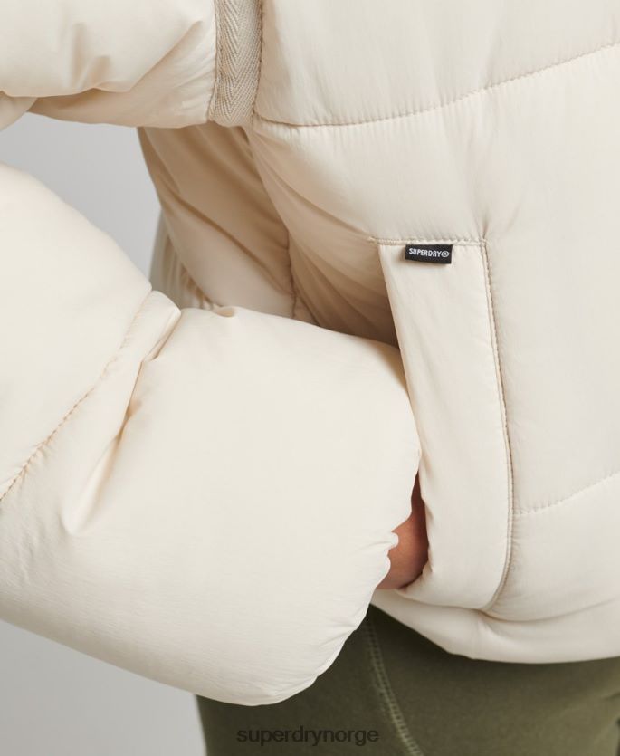 Superdry krem klær 86P46D3642 cropped cocoon puffer jakke kvinner