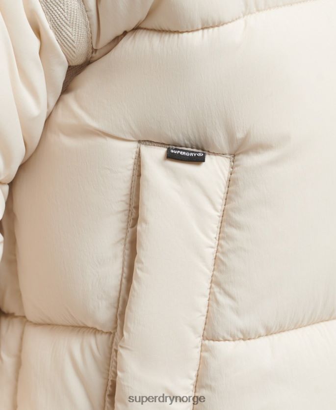 Superdry krem klær 86P46D5496 xpd cocoon vattert parkajakke kvinner