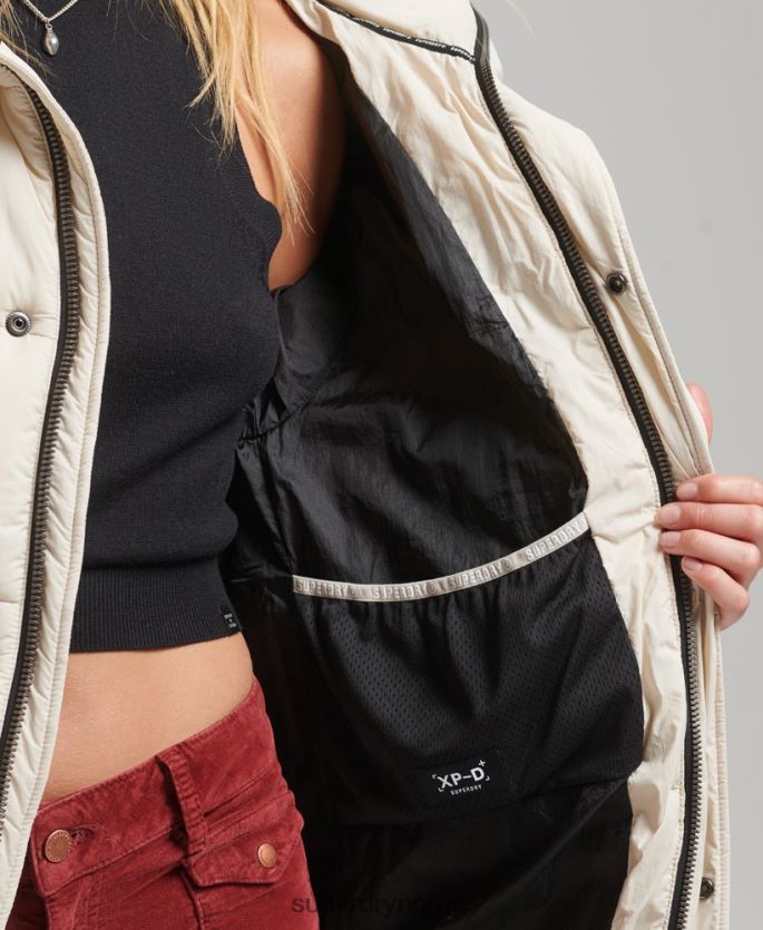 Superdry krem klær 86P46D5496 xpd cocoon vattert parkajakke kvinner