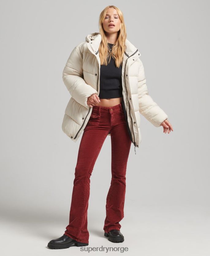 Superdry krem klær 86P46D5496 xpd cocoon vattert parkajakke kvinner