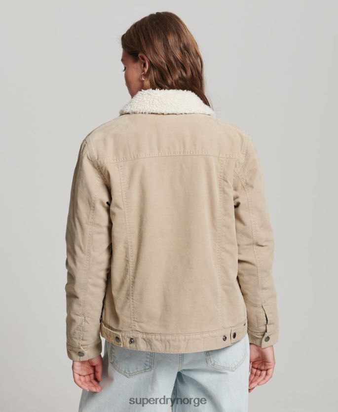 Superdry krem klær 86P46D5599 sherpa cord trucker jakke kvinner
