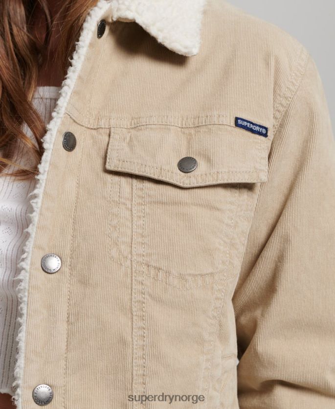 Superdry krem klær 86P46D5599 sherpa cord trucker jakke kvinner