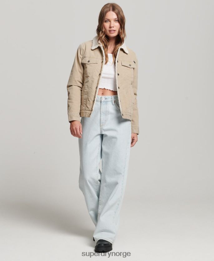 Superdry krem klær 86P46D5599 sherpa cord trucker jakke kvinner