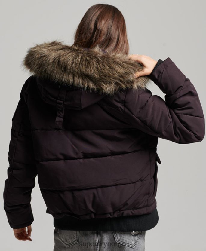 Superdry lilla klær 86P46D3796 everest puffer bomberjakke med hette kvinner