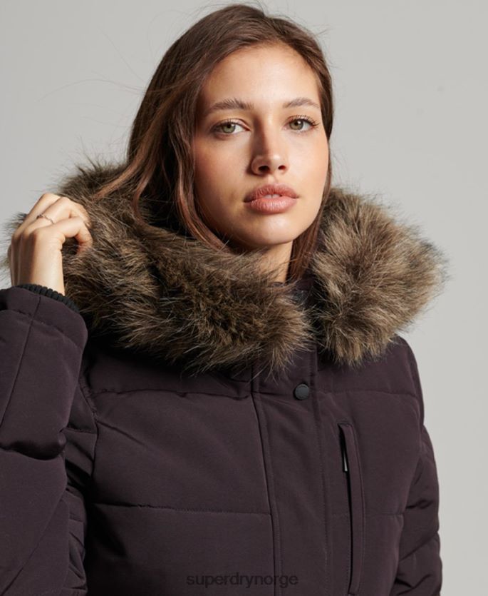 Superdry lilla klær 86P46D3796 everest puffer bomberjakke med hette kvinner