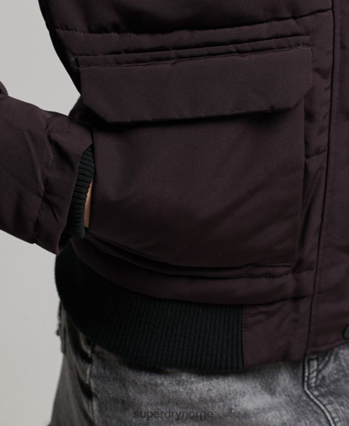 Superdry lilla klær 86P46D3796 everest puffer bomberjakke med hette kvinner