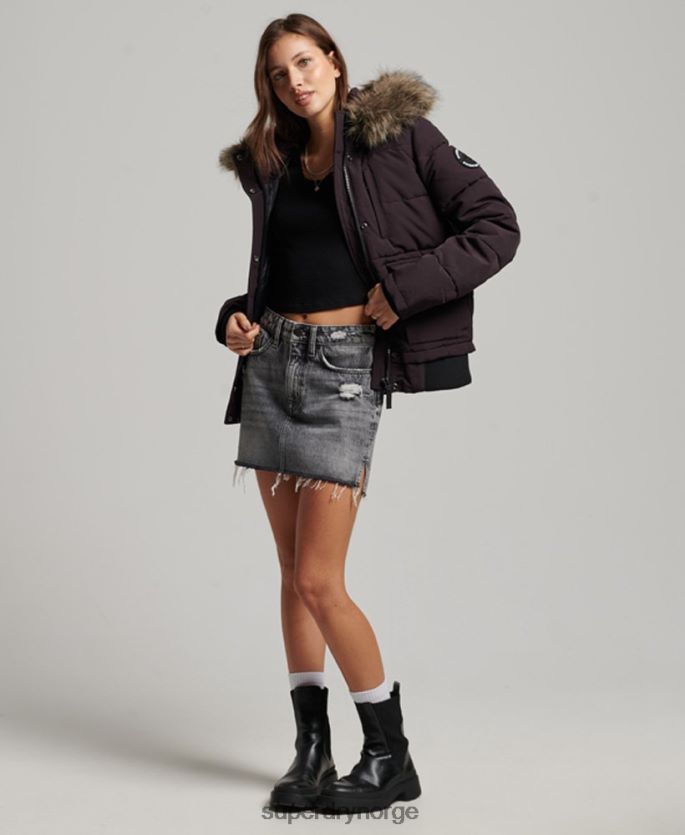 Superdry lilla klær 86P46D3796 everest puffer bomberjakke med hette kvinner