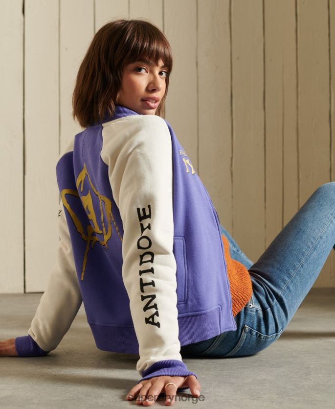 Superdry lilla klær 86P46D5826 crossing lines jersey bomberjakke kvinner