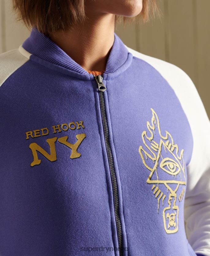 Superdry lilla klær 86P46D5826 crossing lines jersey bomberjakke kvinner