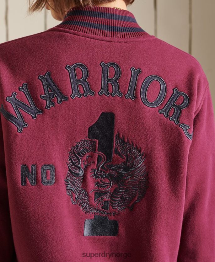 Superdry lilla klær 86P46D5922 oversized college jersey bomberjakke kvinner