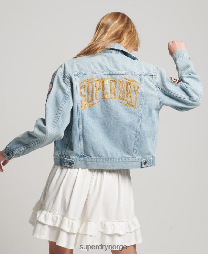 Superdry lyse blå klær 86P46D2019 vintage lappet lastebiljakke kvinner