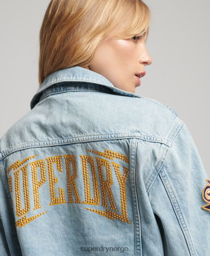 Superdry lyse blå klær 86P46D2019 vintage lappet lastebiljakke kvinner