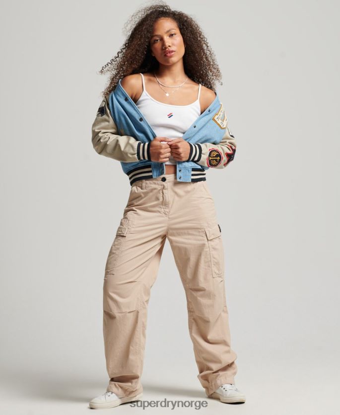 Superdry lyse blå klær 86P46D3514 vintage varsity denimjakke kvinner