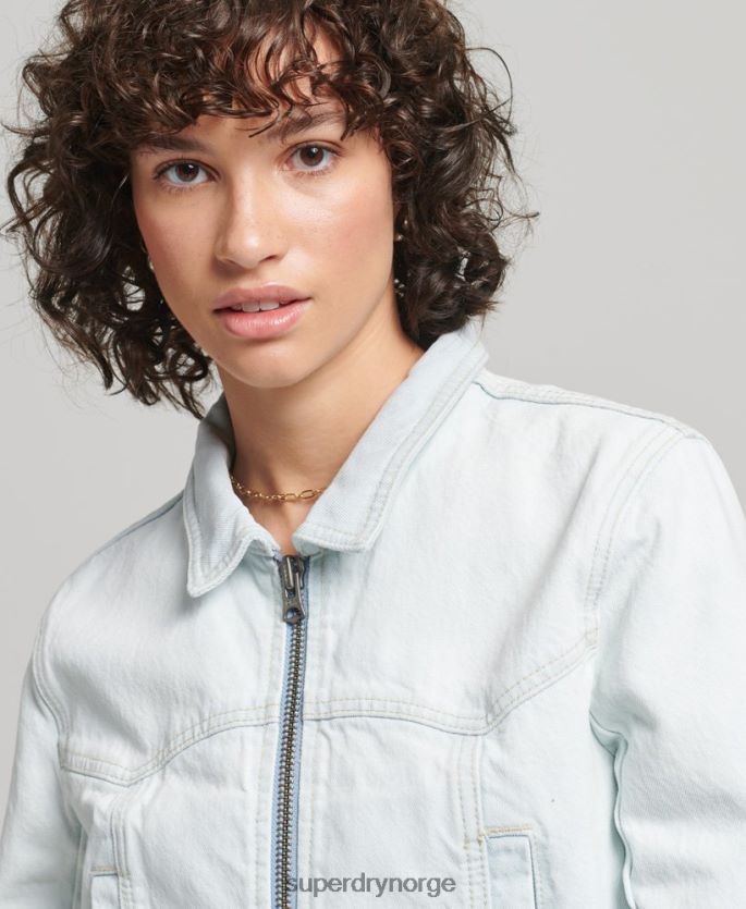 Superdry lyse blå klær 86P46D3552 indie club dongerijakke kvinner