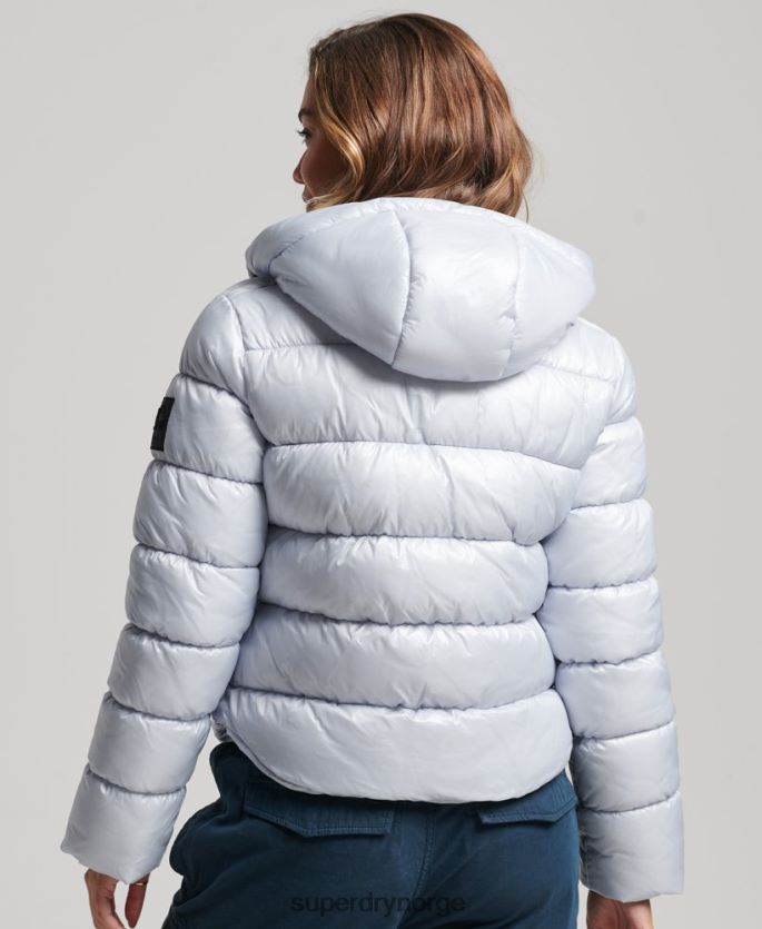 Superdry lyse blå klær 86P46D3690 shine sportsjakke med hette kvinner