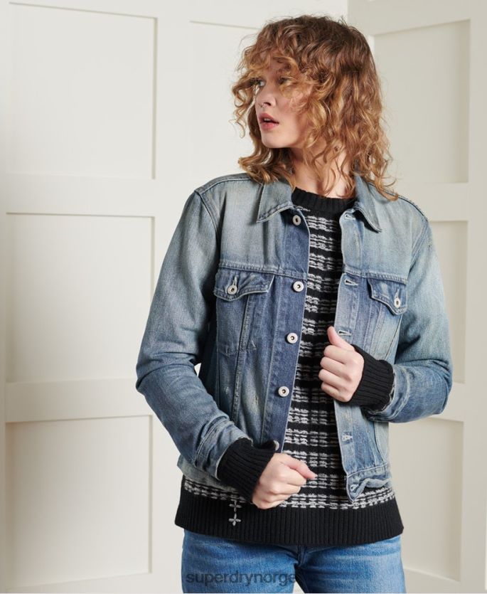 Superdry lyse blå klær 86P46D3841 begrenset opplag tørr japansk lastebiljakke kvinner
