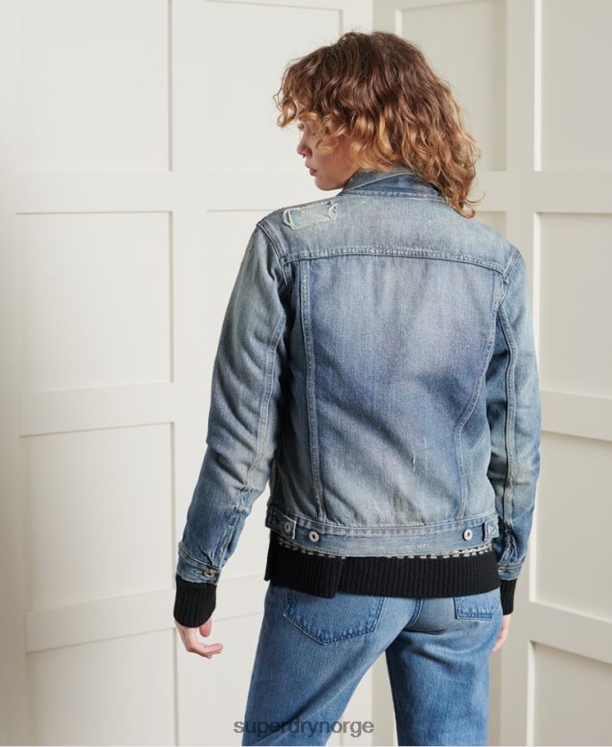 Superdry lyse blå klær 86P46D3841 begrenset opplag tørr japansk lastebiljakke kvinner