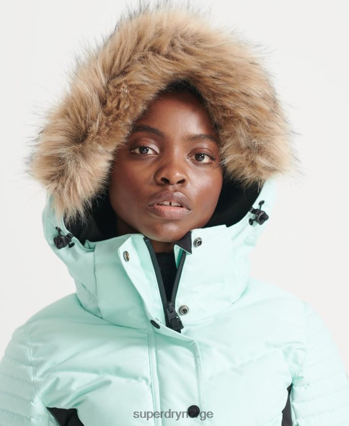 Superdry lyse blå klær 86P46D5460 snow luxe pufferjakke kvinner
