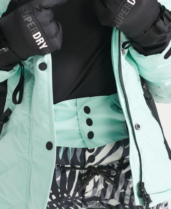 Superdry lyse blå klær 86P46D5460 snow luxe pufferjakke kvinner