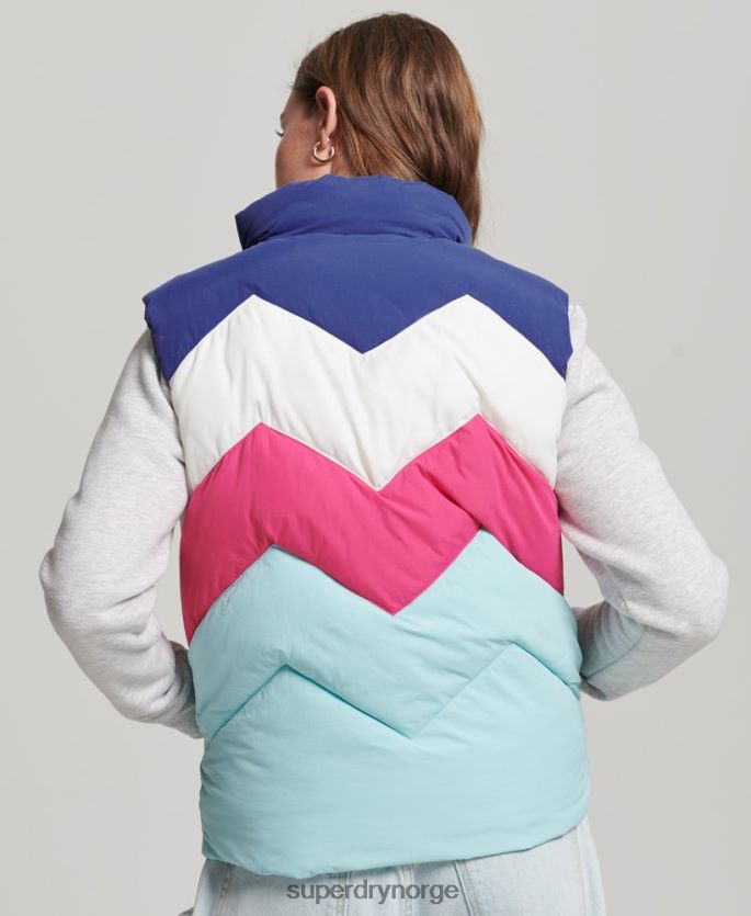 Superdry lyse blå klær 86P46D5473 retro panel puffer gilet kvinner