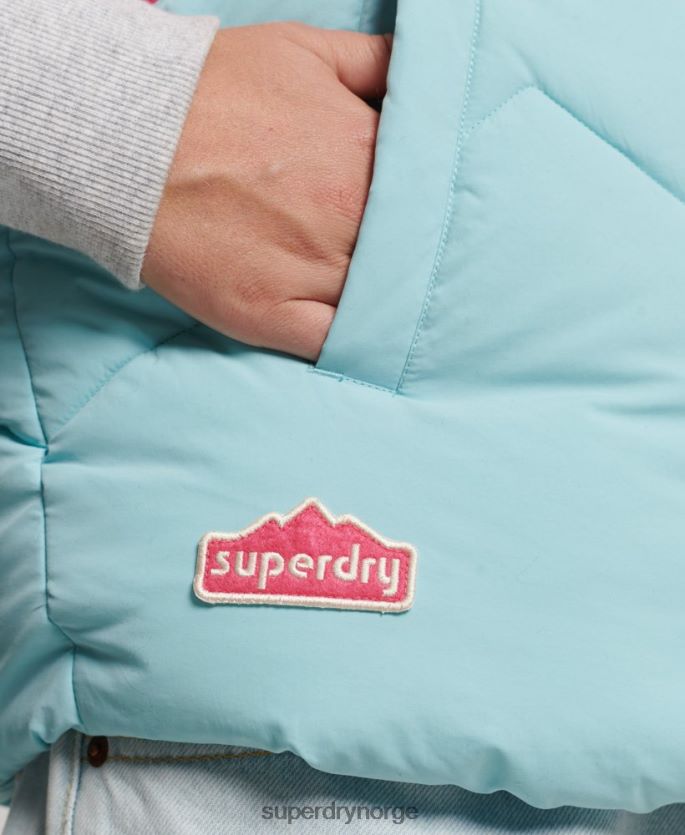 Superdry lyse blå klær 86P46D5473 retro panel puffer gilet kvinner