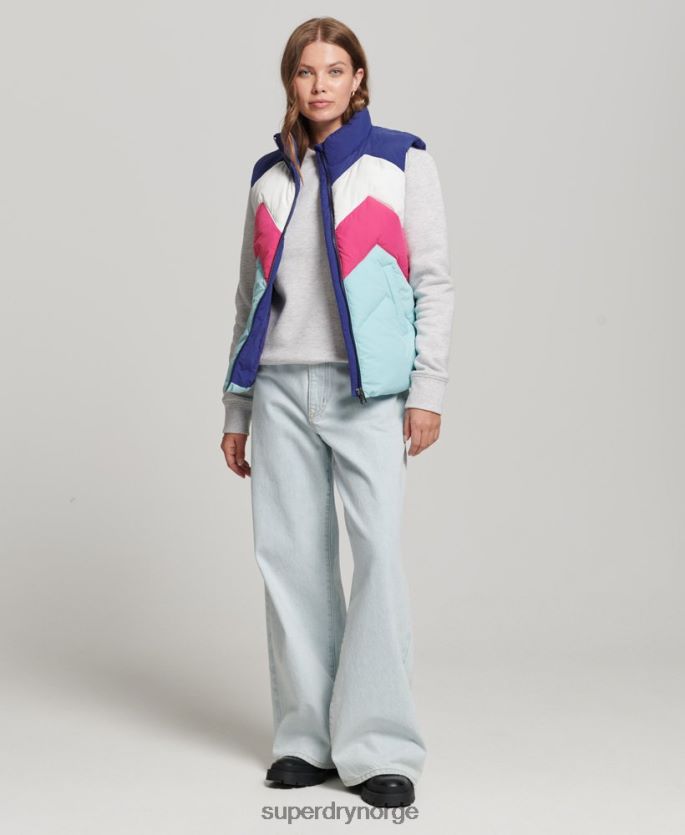 Superdry lyse blå klær 86P46D5473 retro panel puffer gilet kvinner