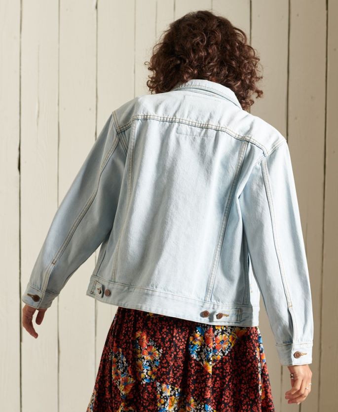 Superdry lyse blå klær 86P46D5615 boyfriend trucker jakke kvinner