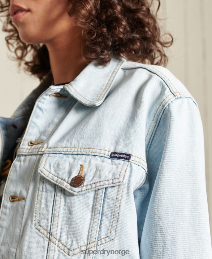 Superdry lyse blå klær 86P46D5615 boyfriend trucker jakke kvinner