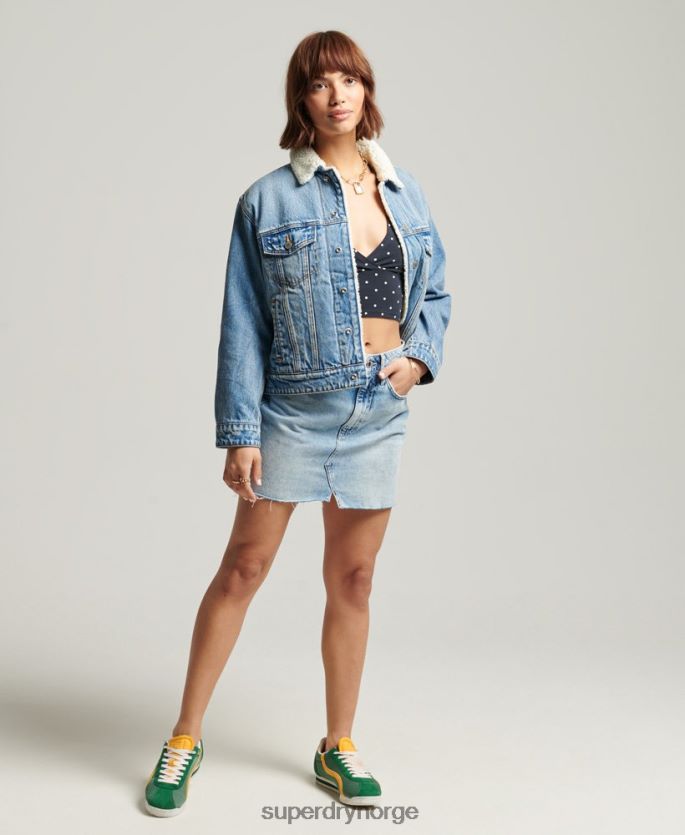 Superdry lyse blå klær 86P46D5680 kjæreste sherpajakke kvinner